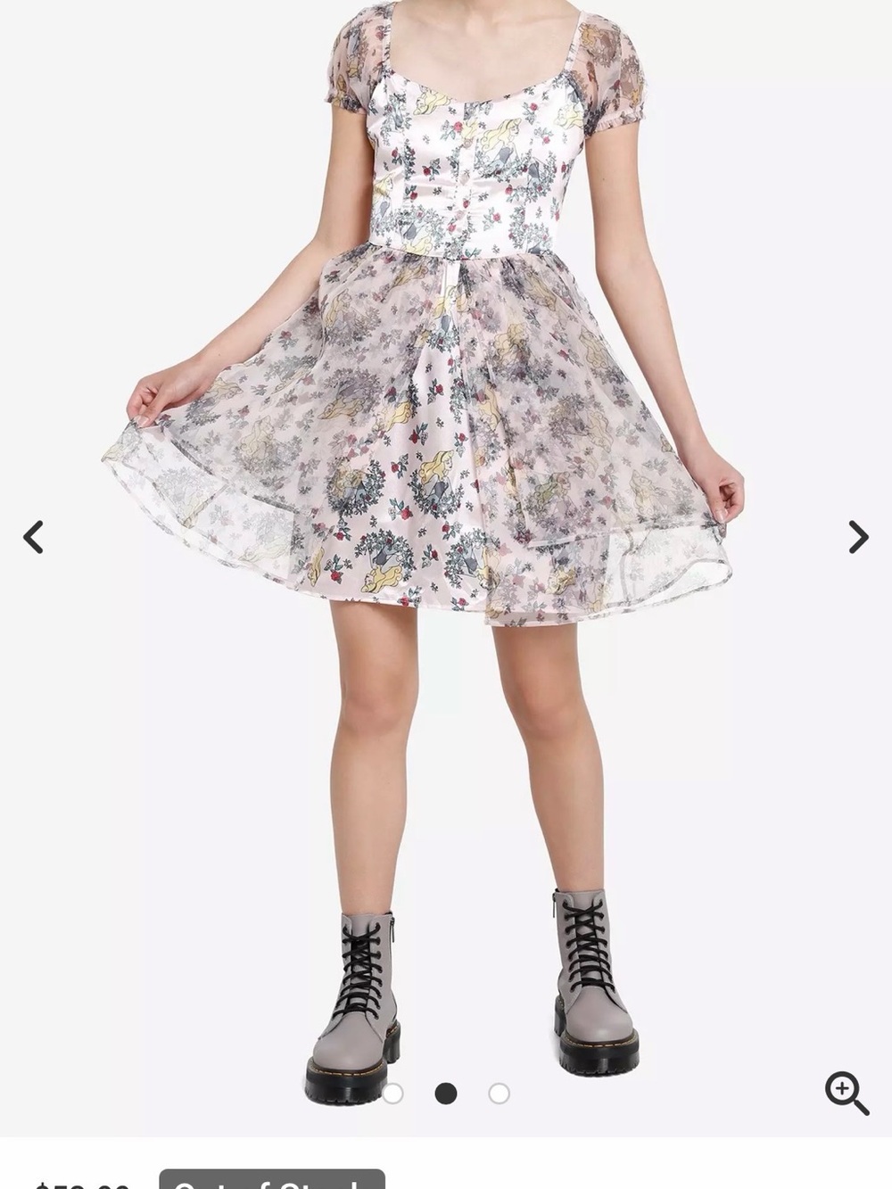 Floral Sleeping Beauty, Aurora A-Line Skirt dress in Soft Pink